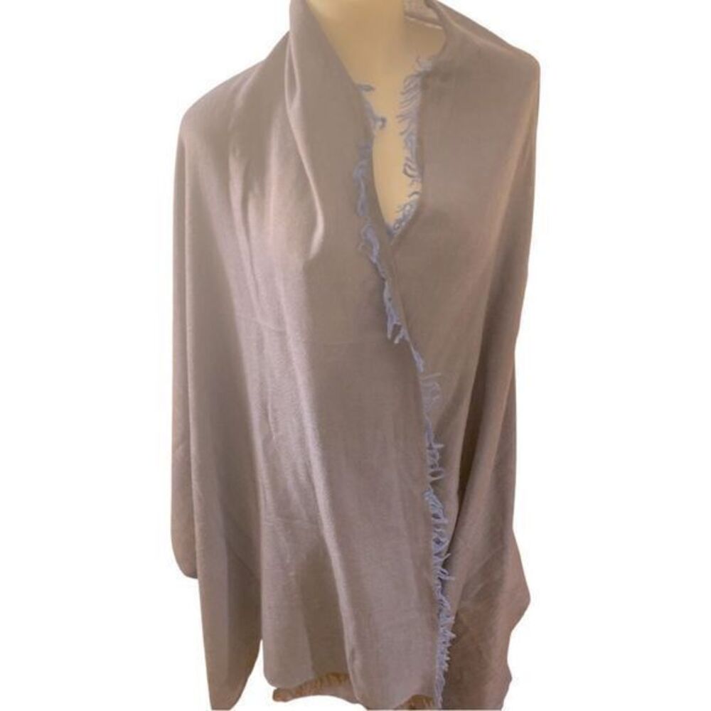Nordstrom Wool Pashmina -28x80 blue /brown blue finge ,